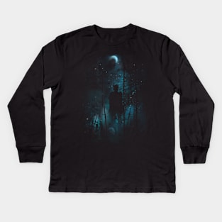 Viking Battlefield - Night Moon Kids Long Sleeve T-Shirt